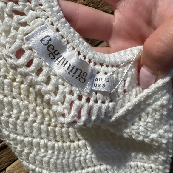 NWOT Beginning Boutique Bryleigh White Knit Mini Dress Sz 8 - Picture 4 of 6